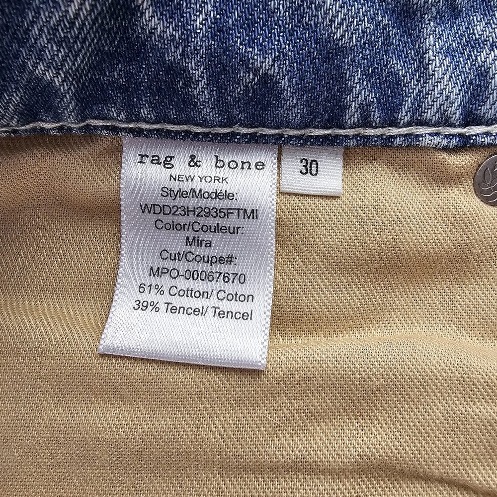 rag & bone Featherweight Logan Straight Mid-Rise Wide-Leg Jeans Size 30 - Picture 11 of 15